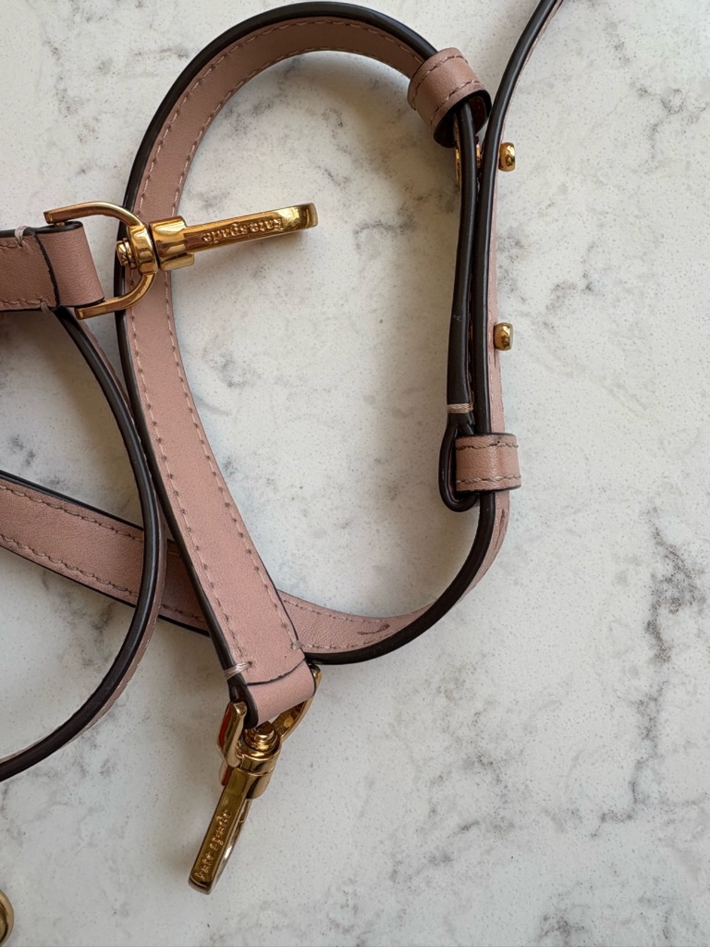 Kate spade Blush Pink Leather Adjustable Crossbody Strap with Gold Hardware